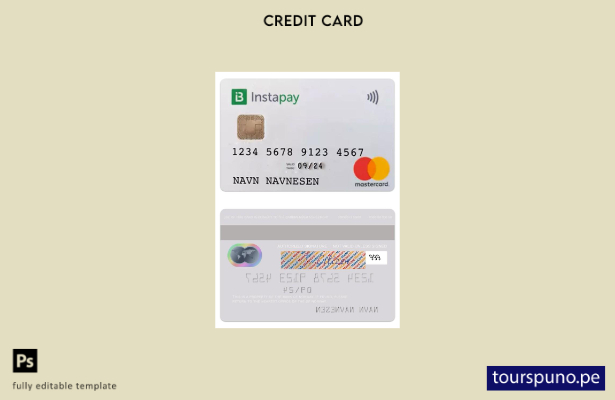 listo para imprimir plantilla de tarjeta mastercard instapay del Banco de Norueg